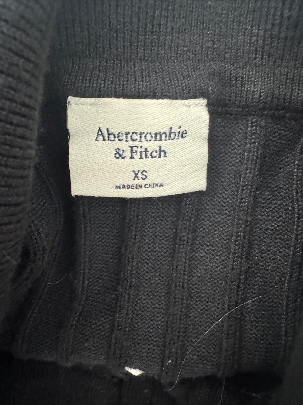 Abercrombie & Fitch Black Ribbed Zip Sweater | XS | Collared Knit Top - Picture 4 of 5